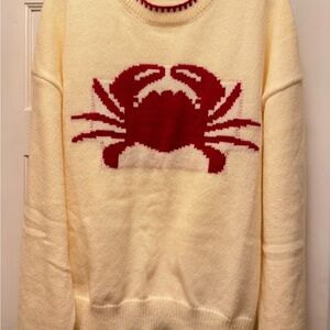 SHEIN Cream and Red Crab Sweater